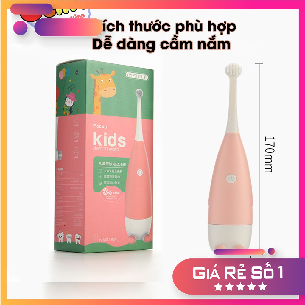 Bàn chải điện thông minh, máy(bót) đánh răng tự động tạo bọt với đầu bàn chải sợi lông siêu mêm cho bé từ 3 đến 13 tuổi