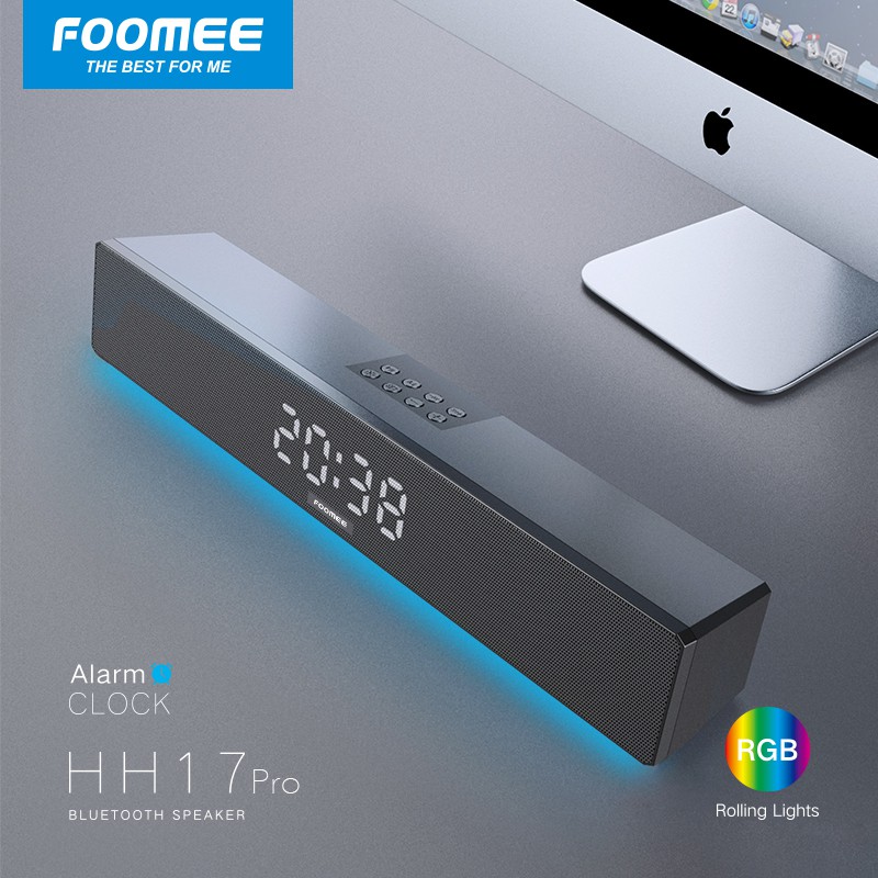 Loa Bluetooth FOOMEE HH17 Pro - Kết Hợp Đồng Hồ Báo Thức, Thẻ Nhớ, Đèn Led-Pin 1200 mAh- Bảo Hành 1 đổi 1 trong12 tháng