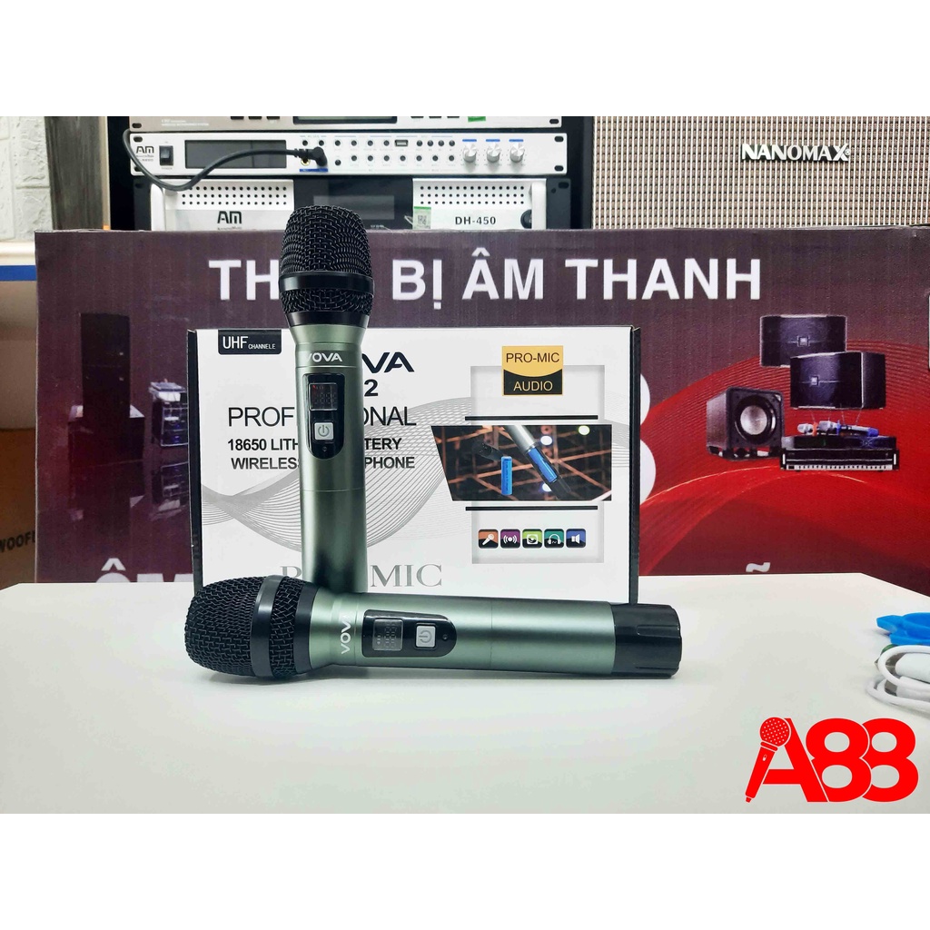 Micro karaoke không dây cao cấp VOVA A2 - Chất âm cực ấm, nhạy - Hàng chính hãng - Bảo hành 12 Tháng