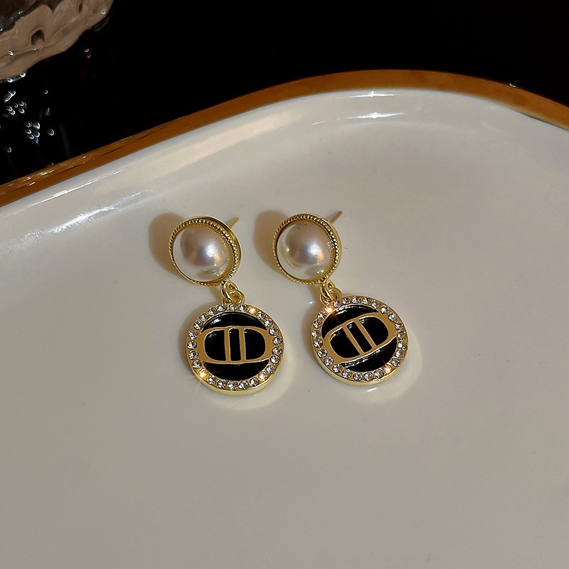 Bông Tai Hình Tròn Đính Đá Và Ngọc Trai Giả Phong Cách Retro 2022