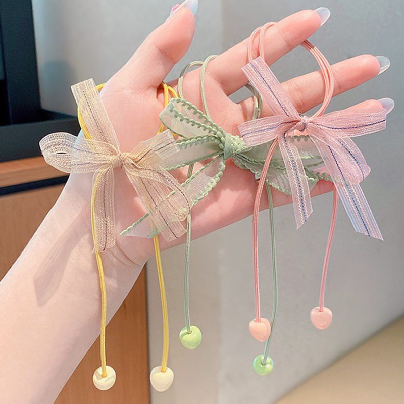 Dây Buộc Tóc Cao Su Đính Hạt Và Nơ Dễ Thương Không Đau Không Làm Đau Tóc Cho Bé Gái