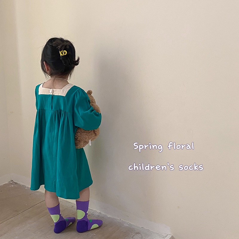 Vớ Cotton Ngắn In Họa Tiết Caro / Hoa Dễ Thương Phong Cách Nhật Bản Cho Bé Từ 0-8 Tuổi