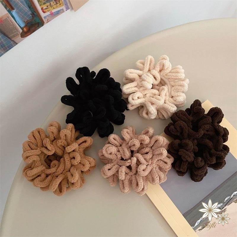 【kifli】Dây buộc tóc cao su bọc lông nhung tinh tế phong cách Hàn Quốc đơn giản cho nữ