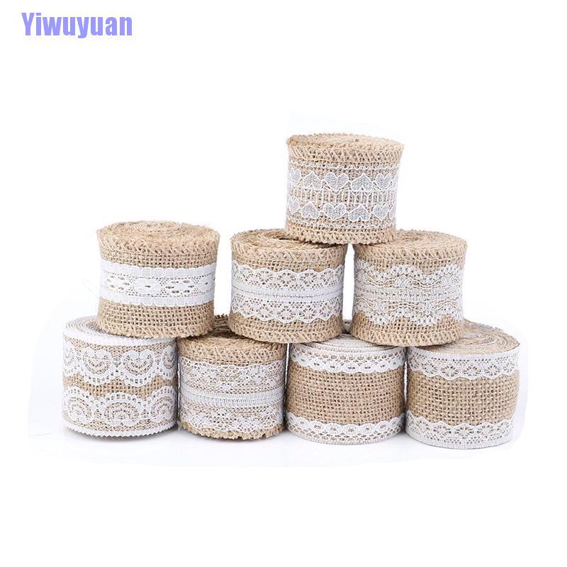 Cuộn ruy băng dài 2m viền ren trắng xinh xắn