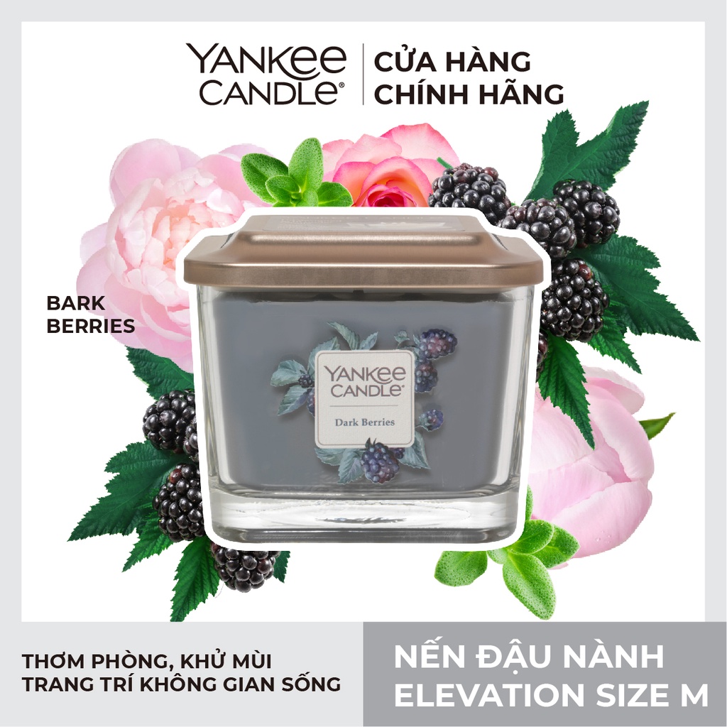 Nến ly vuông Elevation Yankee Candle size M - Dark Berries (347g)