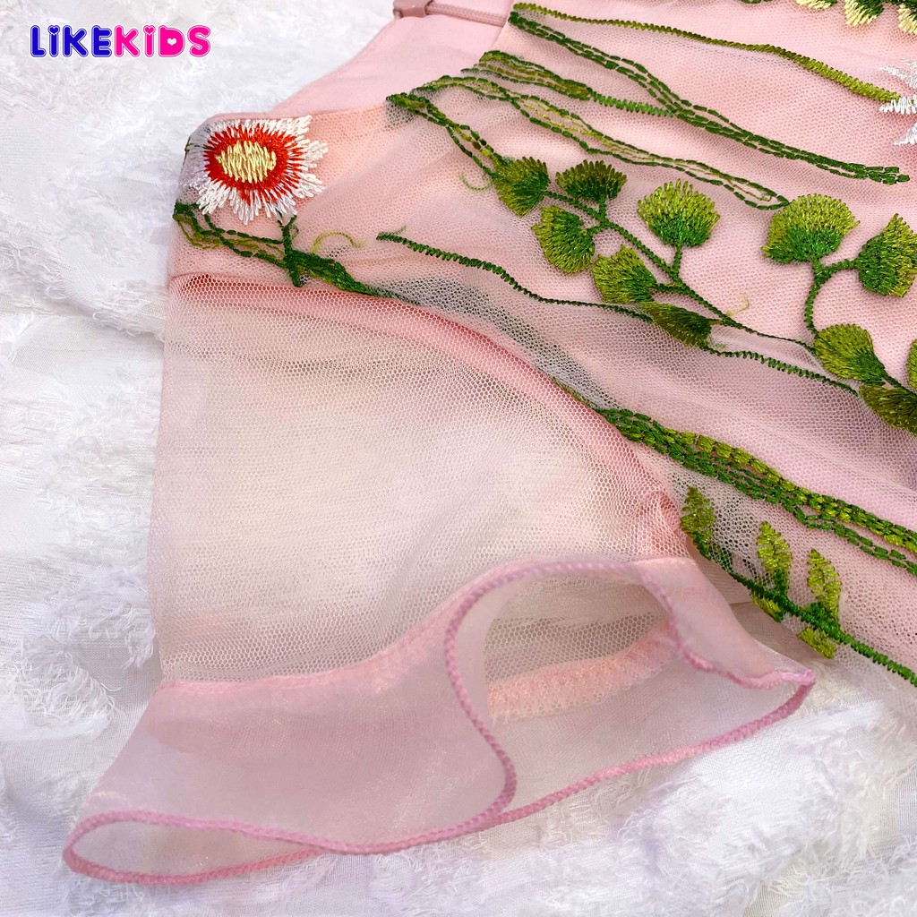 Đầm công chúa , váy bé gái hoa lá cho bé gái từ 10 đến 36kg Likekids