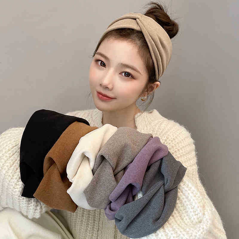 Băng Đô Cài Tóc Rửa Mặt Trang Điểm Bản Rộng Bằng Vải Hàn Quốc Cho Nữ