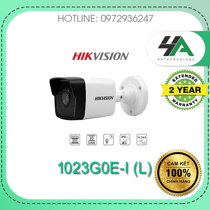 Camera quan sát ngoài trời IP Hikvison DS-2CD1023G0E-I(L) 2 MP 1023G0E (chính hãng Hikvision Việt Nam)