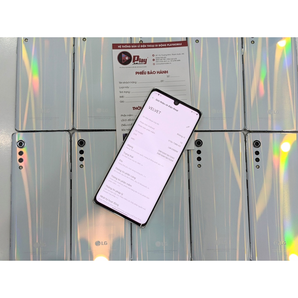 Điện thại LG Velvet 5G 2 SIM Ram 6GB BỘ nhớ 128GB . Nguyên Zin đẹp , màn không ám ố , kèm sạc LG chính hãng , Playmobile