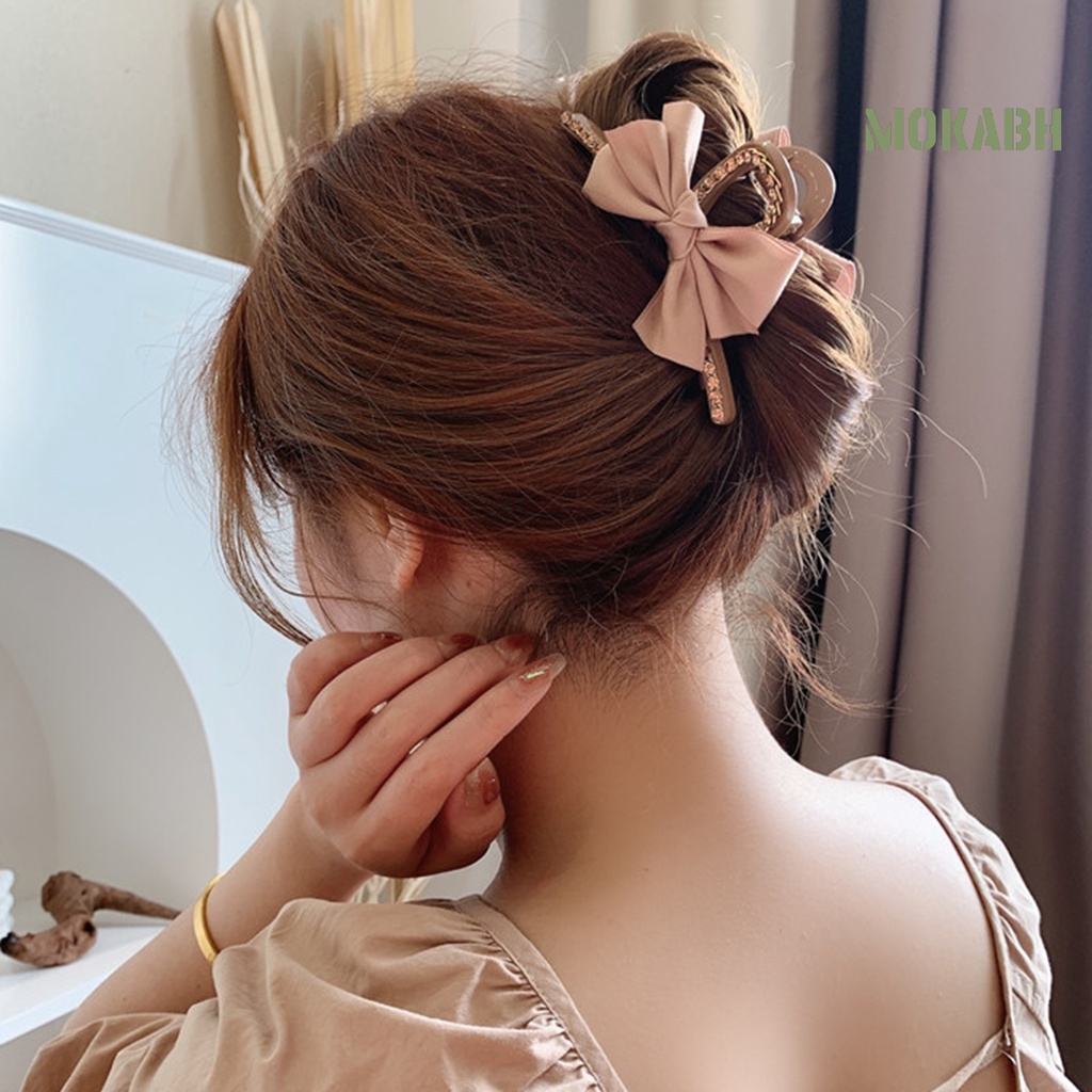 Kẹp Tóc Càng Cua Đính Đá Màu Trơn Chống Rơi Cho Nữ