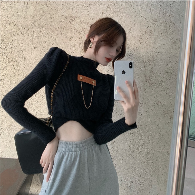 Áo sweater dệt kim ZHELIHANGFEI cổ lọ tay dài thời trang cho nữ