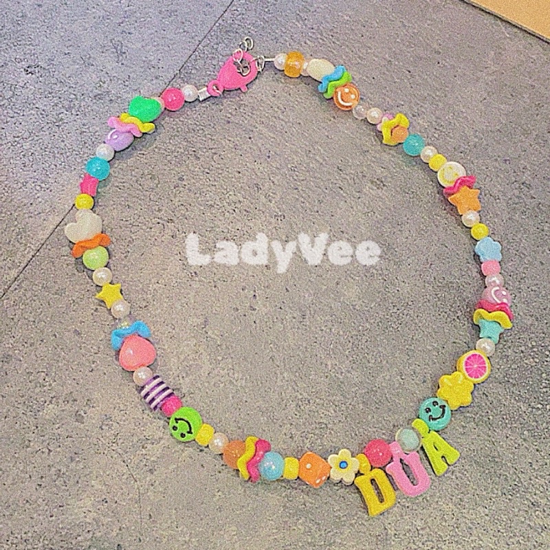 Vòng cổ chuỗi hạt nhiều màu acrylic nhựa đổi tên theo Yêu Cầu