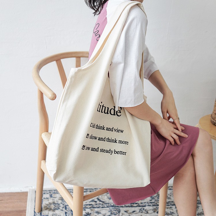 Túi Tote Vải Đeo Vai ❤️FREESHIP❤️ Giảm 5k khi nhập mã [ MICOCHI5k]  _Túi Attitude Style Hàn Quốc New 2020