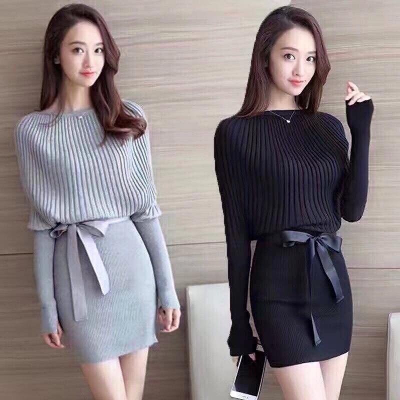 ĐẦM LEN GÂN TAY CÁNH DƠI THỜI TRANG