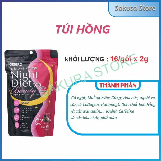 Trà giảm cân ban đêm Night Diet tea Orihiro Nhật Bản trà hỗ trợ giảm cân giữ dáng