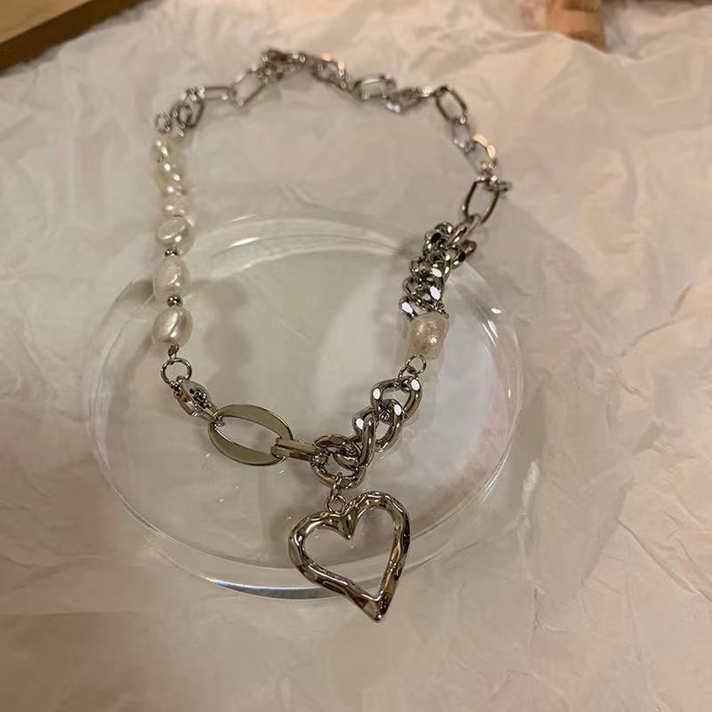 Vòng cổ Vòng Tay Chuỗi Hạt Ngọc Trai Tự Nhiên Mặt Hình Trái Tim Sang Trọng Cho Nữ
