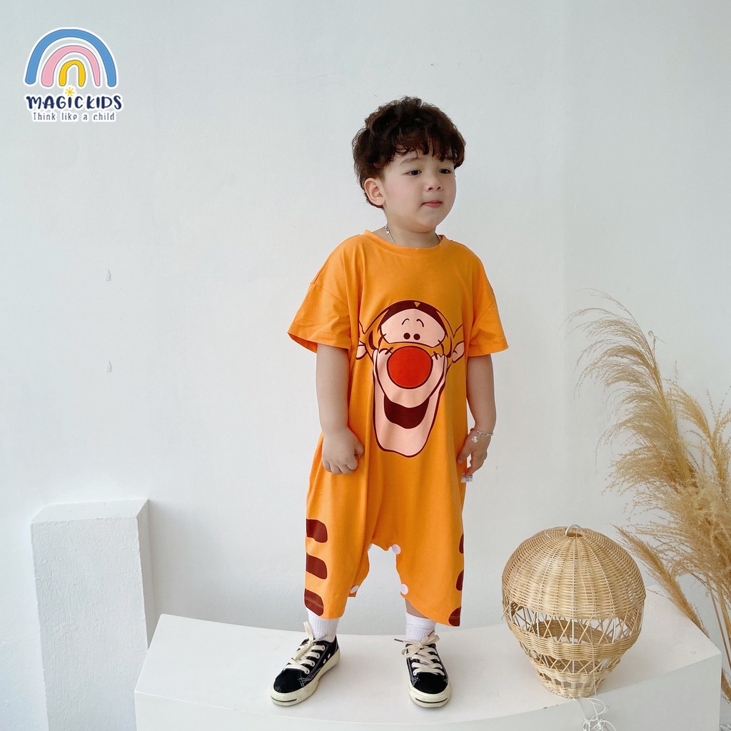 Đồ ngủ liền thân ngắn tay cotton cho bé Magickids quần áo ngủ trẻ em dáng rộng mềm mại thấm hút mồ hôi BL21001