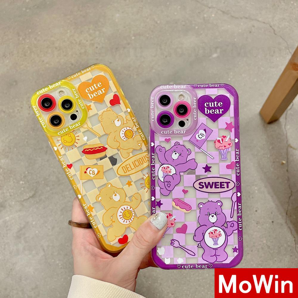 Ốp điện thoại silicon mềm góc vuông in hình gấu thích hợp cho Iphone 13promax xr 7 8 s 12promax x xs max plus 7plus 8