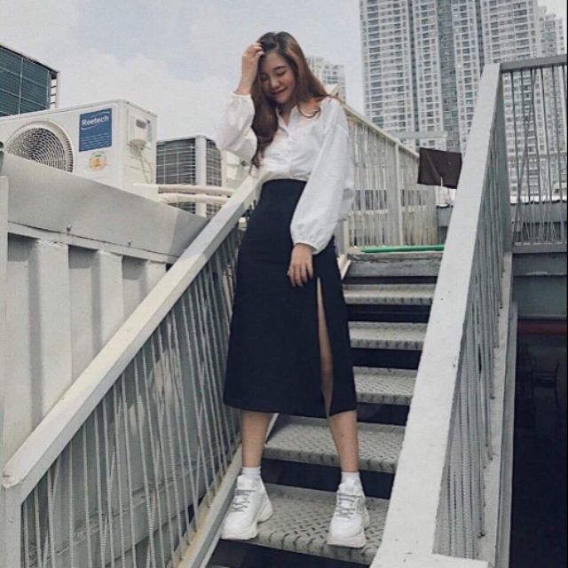 Chân váy midi xẻ tà | BigBuy360 - bigbuy360.vn
