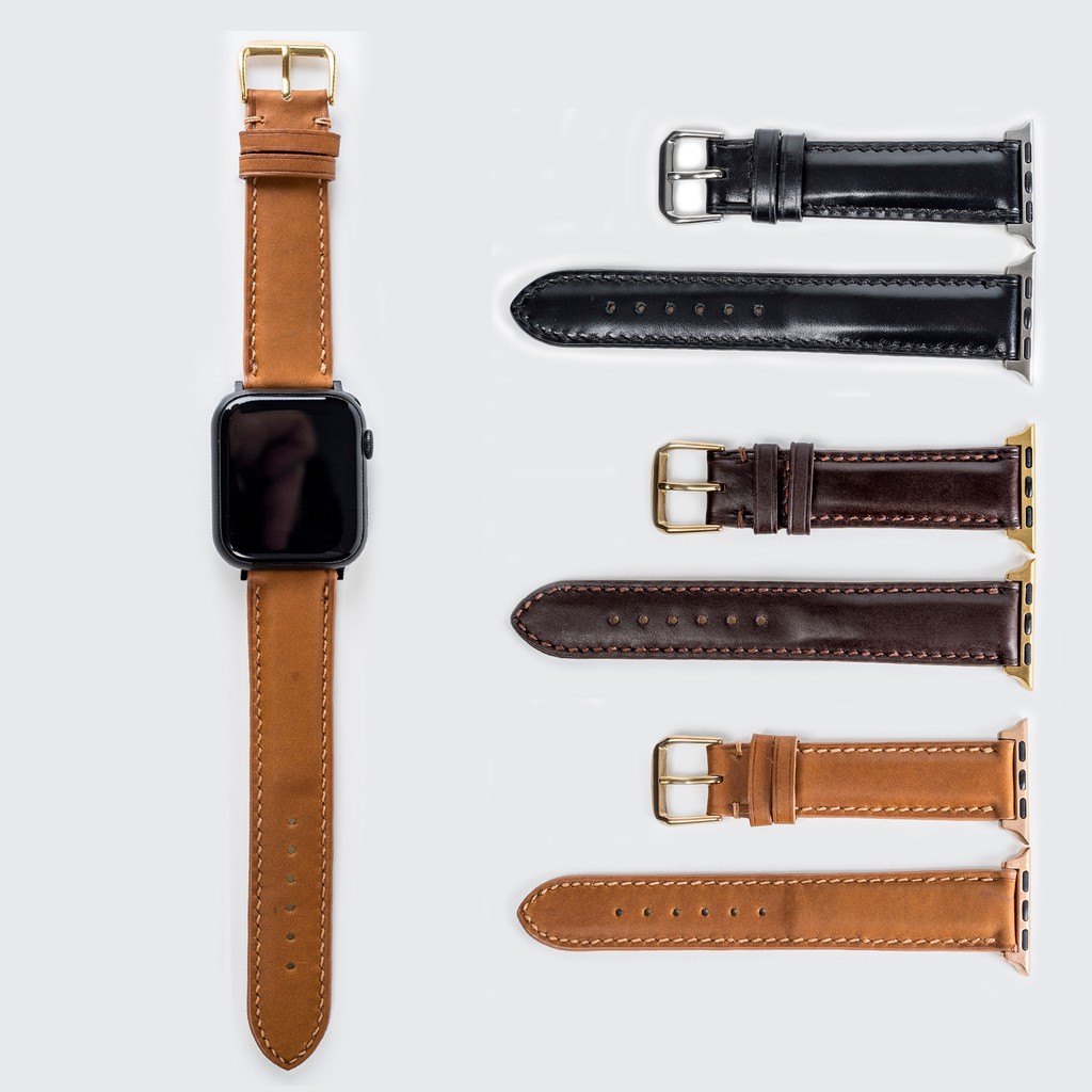 Dây apple watch da bò-khâu tay thủ công D106- dây apple watch series 3 series 4 series 5-Bụi leather