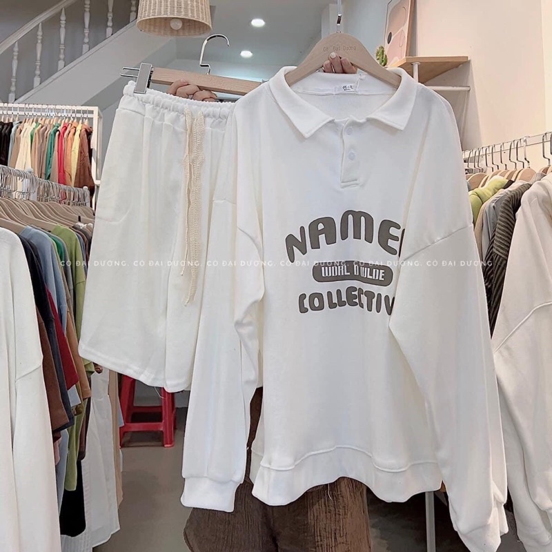 Sét Bộ Thể Thao Polo Named Dáng Rộng Áo Nỉ Có Cổ Unisex Dầy Dặn Siêu Chất( Hàng Sẵn)