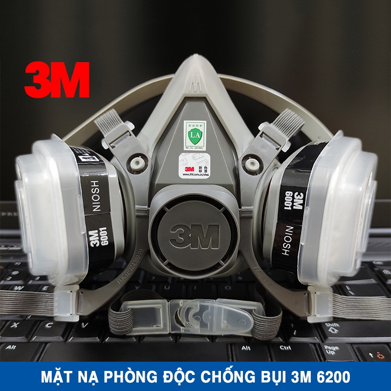[Trọn Bộ] Mặt Nạ Phòng Độc Chống Bụi 3M 6200 (Sử Dụng Phin Lọc 6001 - Hàn Quốc)