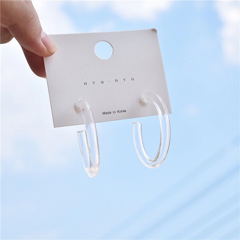 Khuyên Tai Tròn Trong Suốt Cá Tính Độc Đáo Hợp Thời Trang 2021 Cho Nữ A617