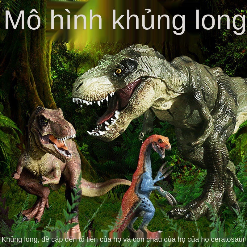 ❧▦❁Đồ chơi trẻ em khủng long Mô phỏng kỷ Jura bằng nhựa tĩnh vật trang trí động cao su mềm, Tyrannosaurus Bộ hình