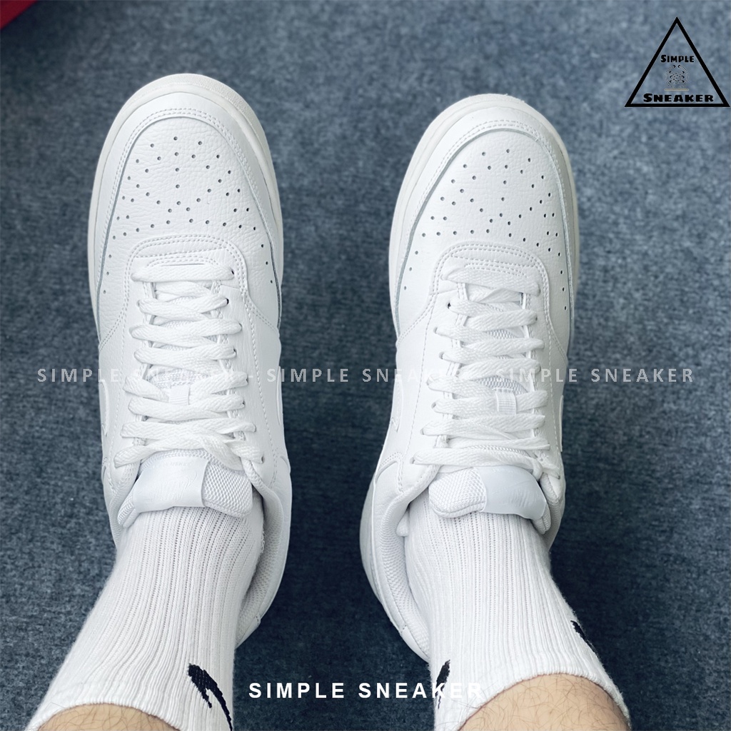 Giày Nữ Nike Court Vision Chính Hãng FREESHIP Nike Court Vision All White - Giày Sneaker Da Màu Trắng - Simple Sneaker
