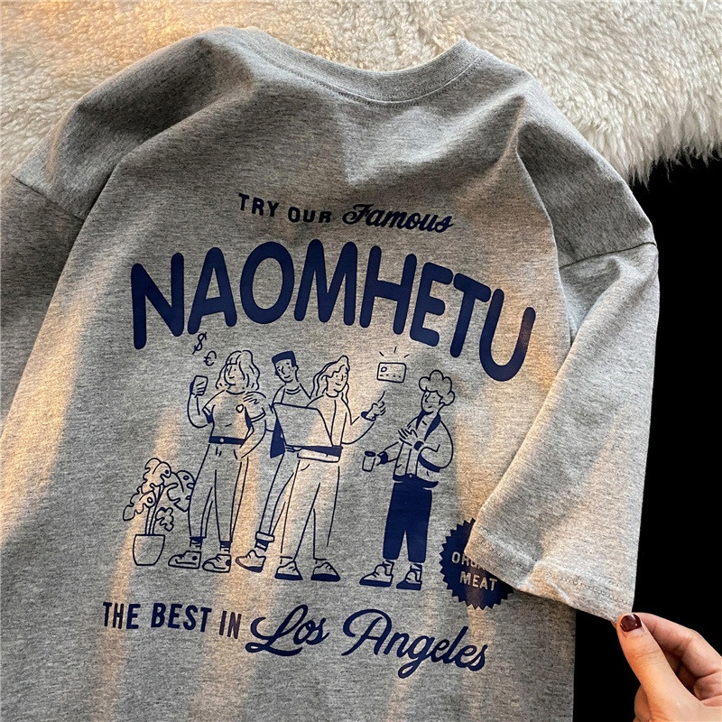 Áo Thun HIIXIIVI 100% cotton Tay Ngắn Cổ Tròn In Hình Hoàng Hôn Thời Trang Mùa Hè Phong Cách Hàn Quốc Dành Cho Nữ 2022