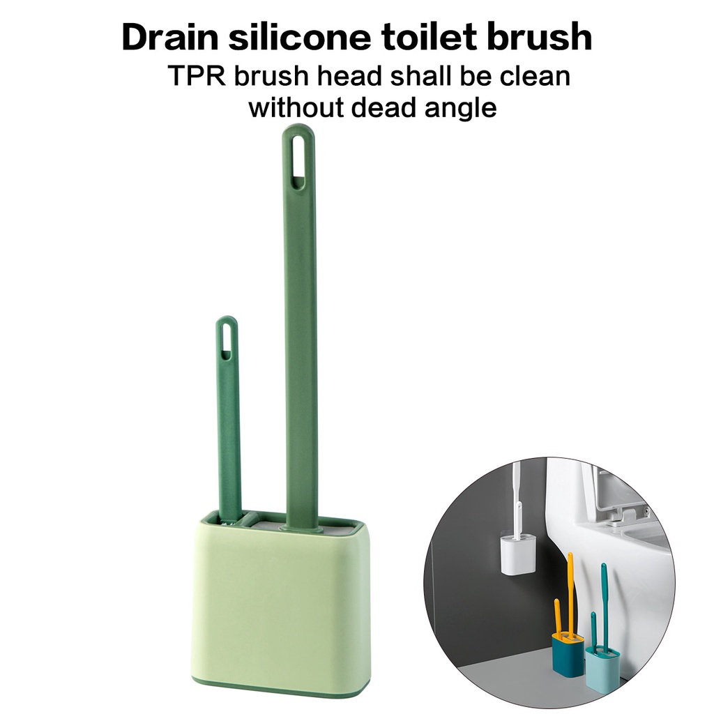 Cọ vệ sinh bồn cầu Shepherd bằng silicon đầu mềm kèm giá đỡ treo tường hai ngăn thoát nước