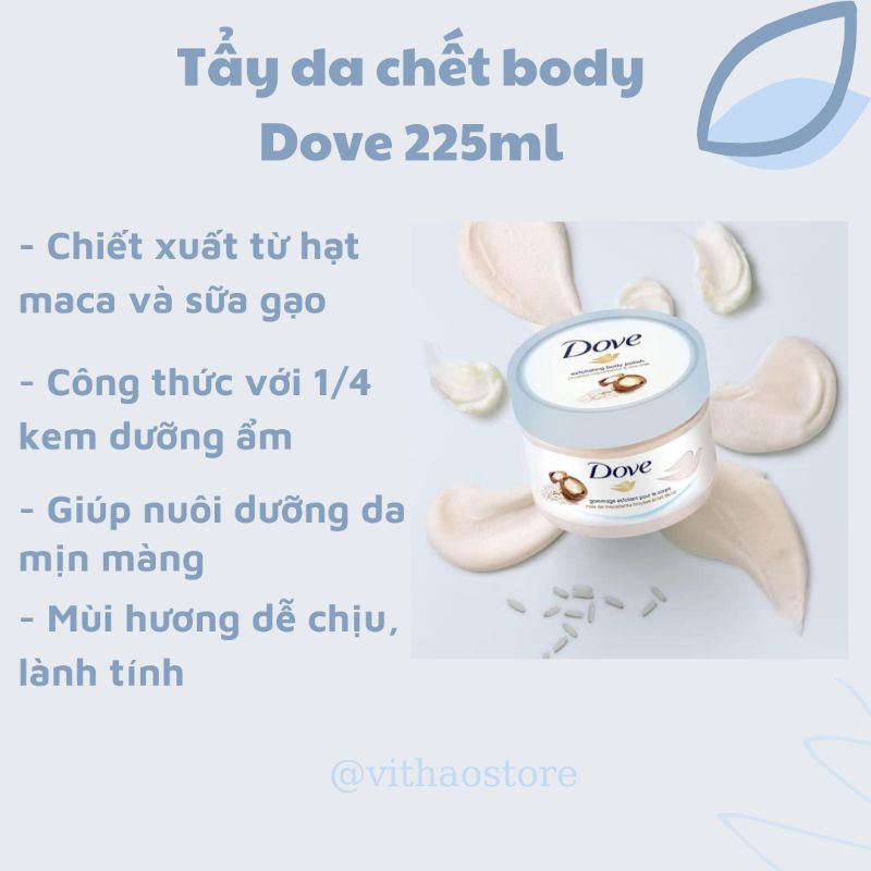 Tẩy da chết 𝐃𝐨𝐯𝐞 bản Đức 225ml