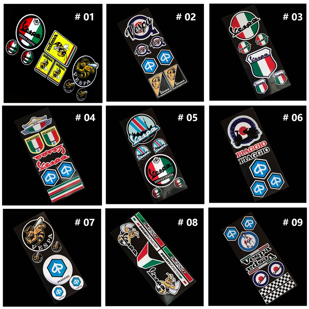 Decal Vinyl Hình Lá Cờ Ý Màu Cầu Vồng Trang Trí Xe Máy Vespa Motocross