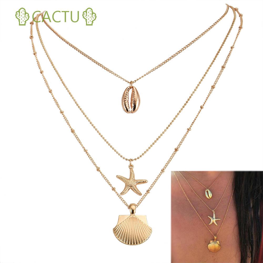 Vòng cổ choker nhiều lớp mặt hình vỏ sò