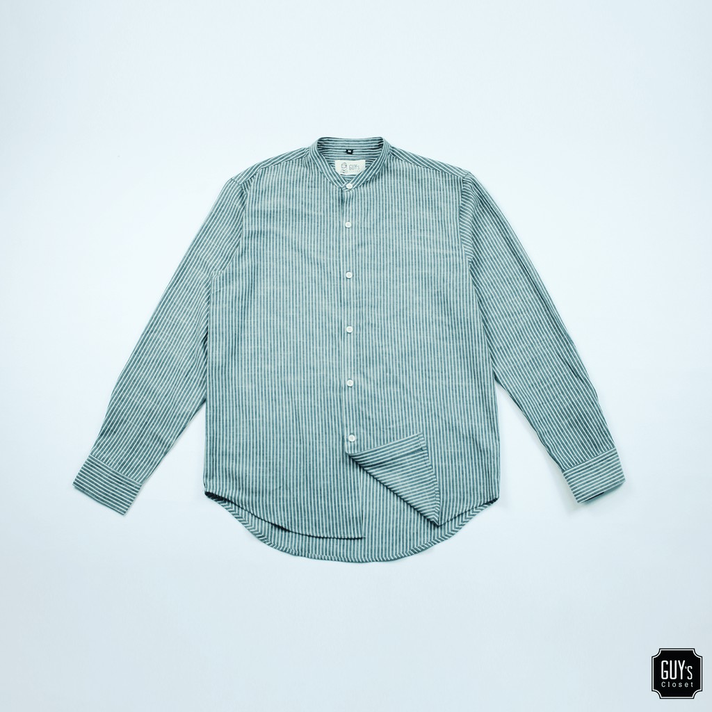 [HÀNG THIẾT KẾ] Áo sơ mi DAN GUY's Closet, Cổ trụ, Họa tiết kẻ sọc nhiều màu, Chất liệu cotton thoáng mát
