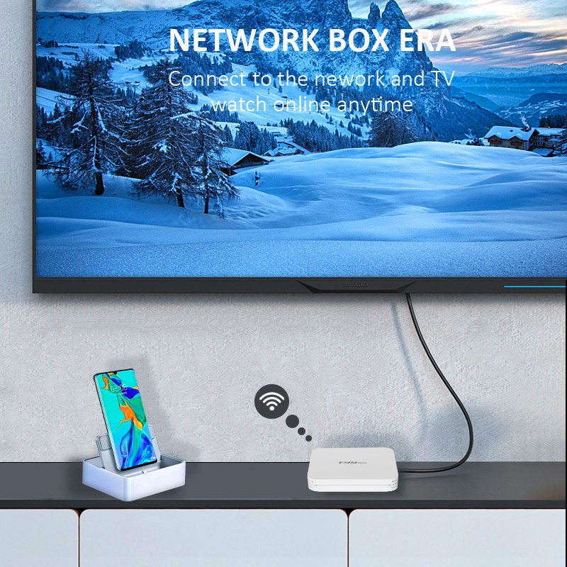 Tivi Box Ram 2GB bộ nhớ 16GB Android 10.0 xem video 4K thiết kế màu trắng bảo hành 12 tháng T95MINI android tv box