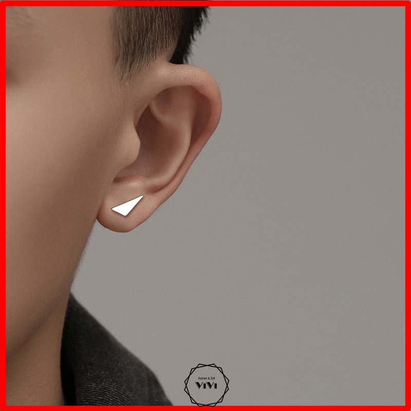 Bông tai bạc nam kiểu mảnh vỡ Fragment – khuyên tai bạc ViVi_Gift