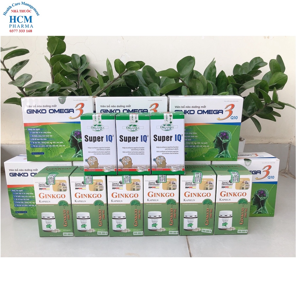 Bổ não sáng mắt ginkgo biloba chính hãng ORGANIKA SUPER IQ GINKO BILOBA hoạt huyết tăng cường trí nhớ 60v nhập khẩu