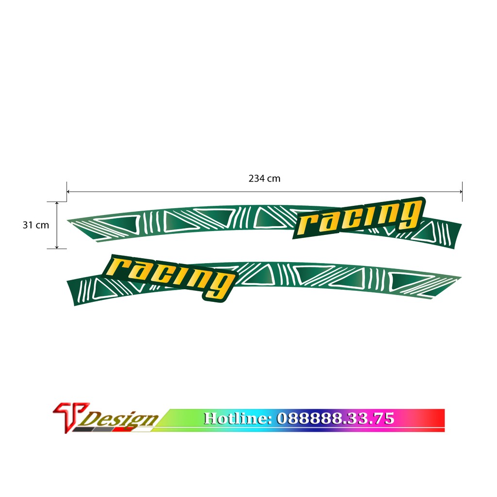 Decal dán sườn xe mini, xe gia đình, tem xe 4 và 7 chỗ WRAP35, KT 234x31cm