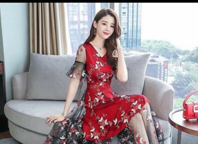 Đầm lưới thêu trang nhã👗💃