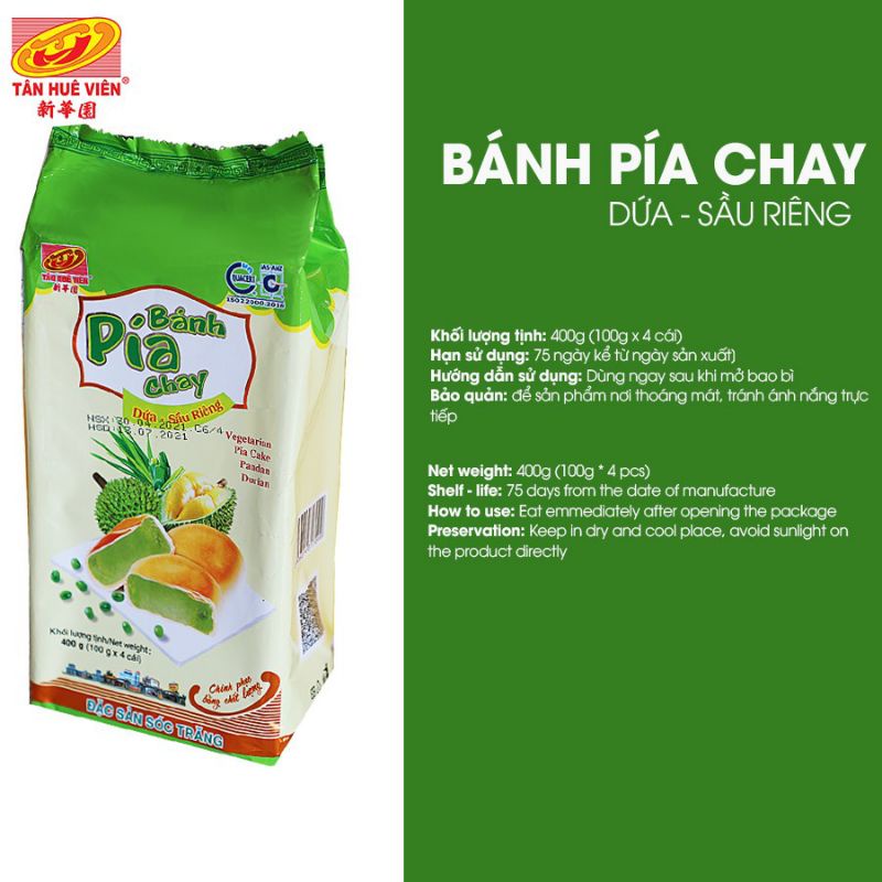 Bánh pía đậu sầu riêng dứa Tân Huê Viên