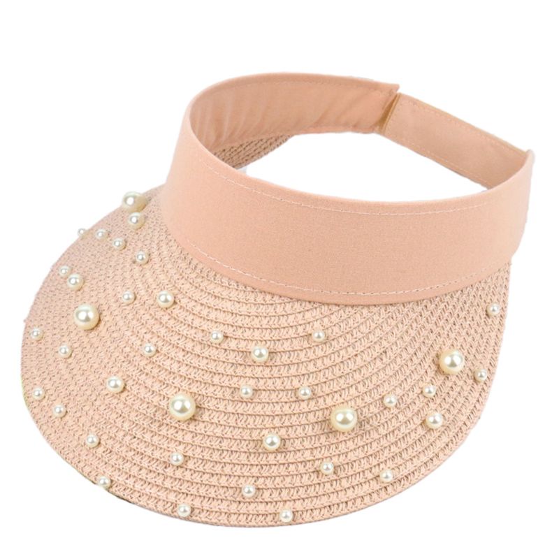 Nón Cối Rộng Vành Đính Hạt Ngọc Trai Giả Chống Nắng Thời Trang Đi Biển Cho Nữ