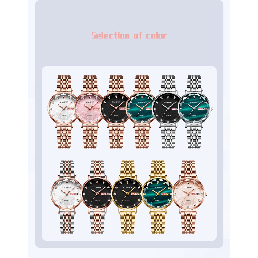 Đồng hồ đeo tay CRRJU 6002X máy thạch anh thép không gỉ chống thấm nước thời trang sang trọng dành cho nữ