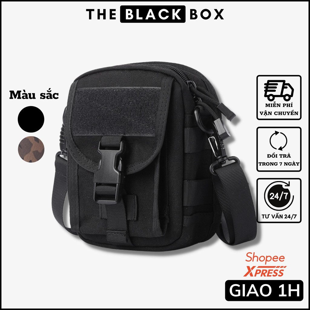 Túi Đeo Chéo Unisex Thời Trang Nam Nữ Chất Liệu Vải Polyester Dệt Trơn Cao Cấp Freeship - The Black Box