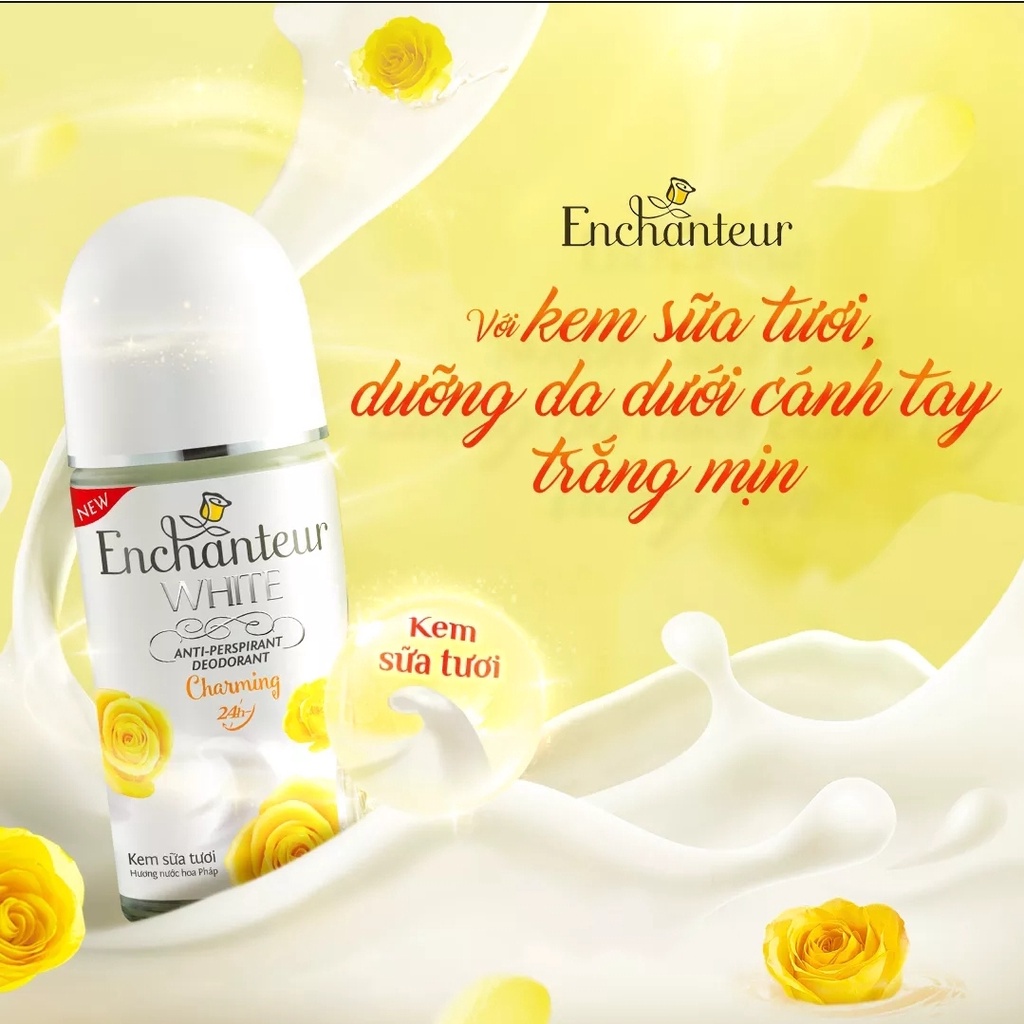 Lăn khử mùi nước hoa/ dưỡng trắng da Enchanteur Charming 50ml