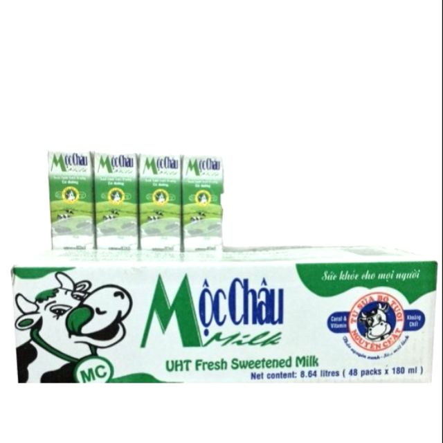 THÙNG SỮA TƯƠI MỘC CHÂU 48 hộp x 180 ml