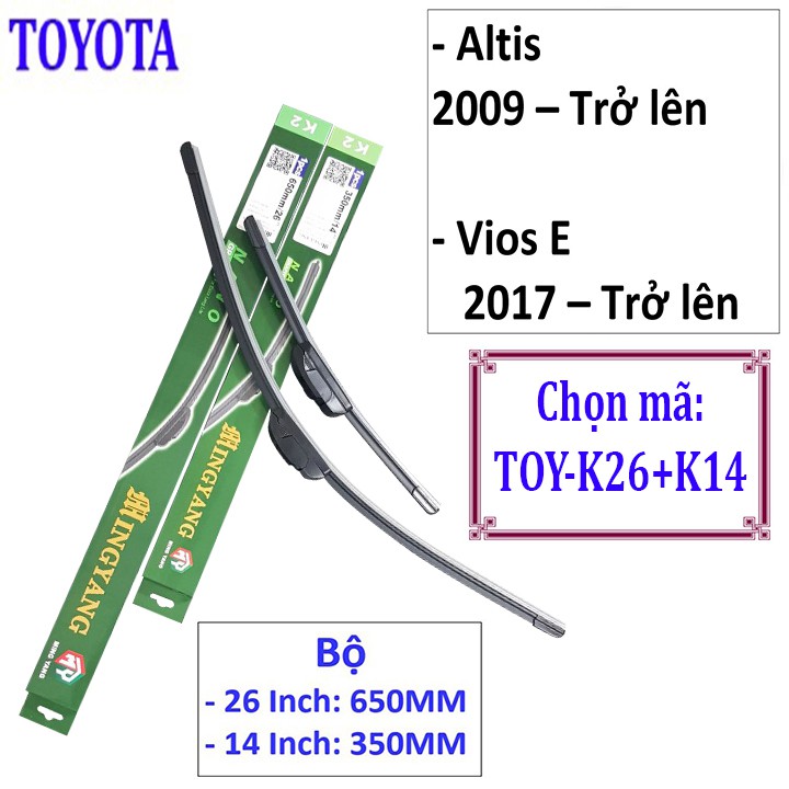 Bộ 2 gạt nước mưa ô tô Nano dành cho xe Altis, Vios: Và Các Dòng Xe Khác Hãng Toyota