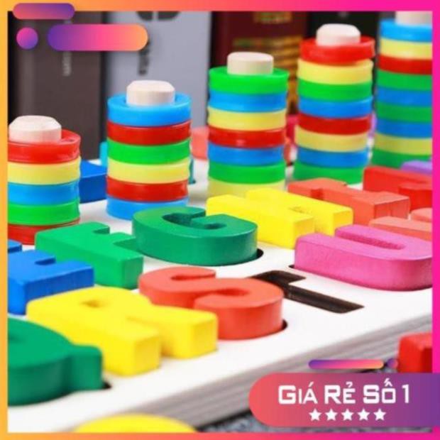 [SIÊU SALE] Bộ Giáo Cụ Montessori Bảng Cột Tính Học Đếm Số Và Ghép Chữ Cái Tiếng Anh In Hoa Nổi Bằng Gỗ PQK dqt