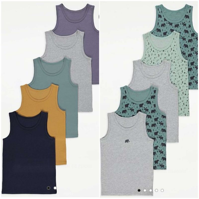 Set 5 áo ba lỗ cotton cho bé trai G.eorge A.uth size 1.5/2y đến 9/10y