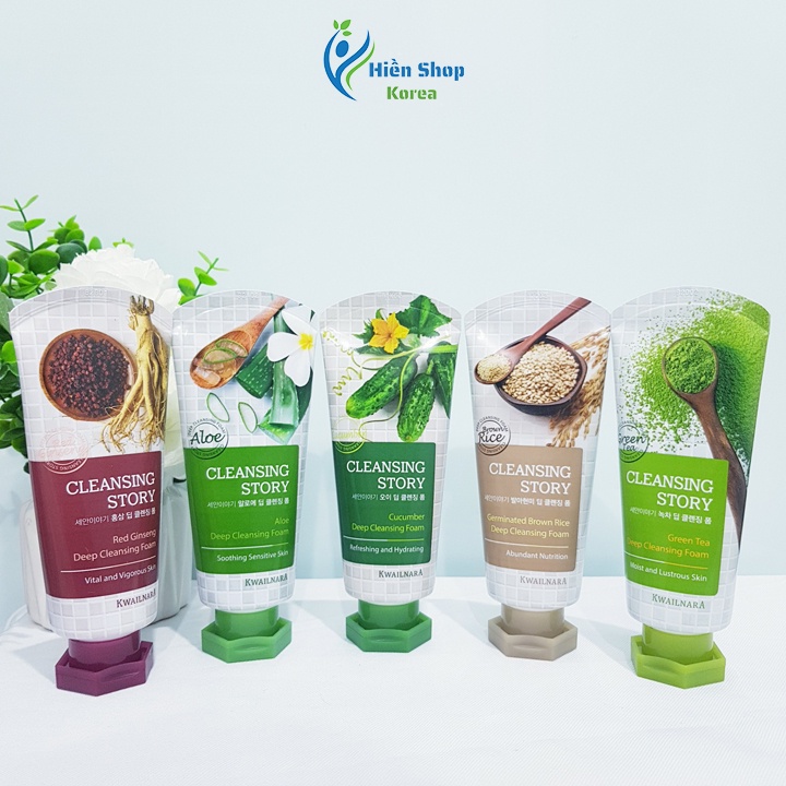 Sữa rửa mặt hàn quốc kwaillana cleansing story trà xanh, nhân sâm, dưa leo, lô hội, gạo nâu giúp sạch bã nhờn, tạo ẩm